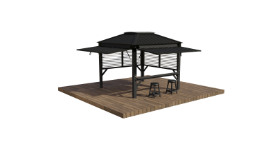 Sedona_CabanaRoofExtansion2_W_BarKit_Louvers2_LEFT_2023_4K - Buy Online at SML Entertainment